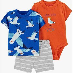 NWT. CARTER'S Baby Boy 3-Piece Seagull Little Short Set